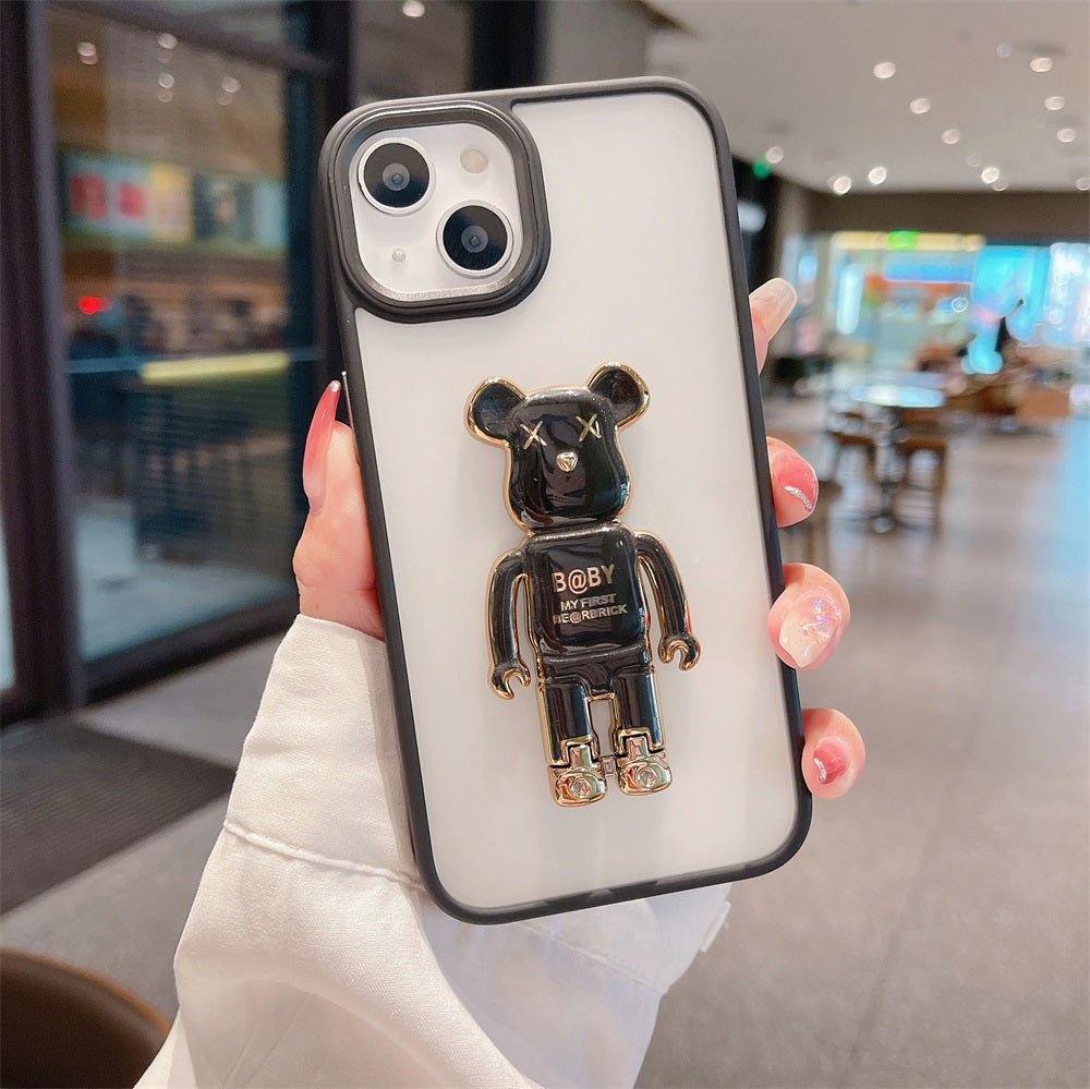 High Quality PC TPU Metal 3-in-1 Bear bracket Fashion Smooth Feel Phone Case for iphone 13