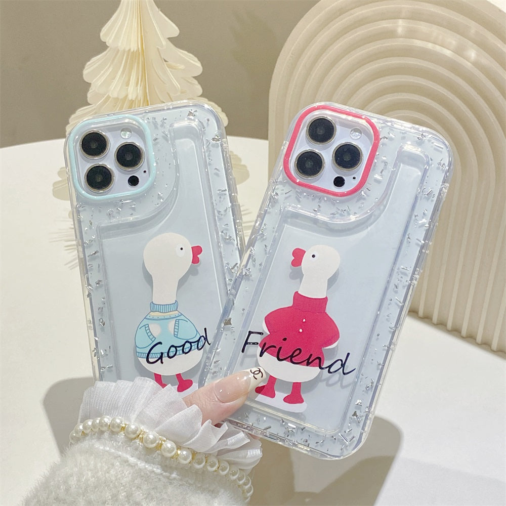 New fashion shockproof armor transparent clear phone case Cute duck phone case for iphone 14 pro max