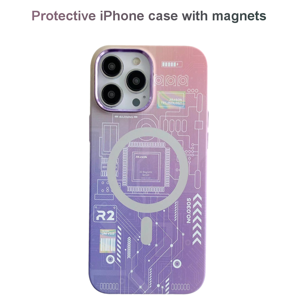Magnetic circuit board phone case for iPhone 14 with fashionable design and protective features
