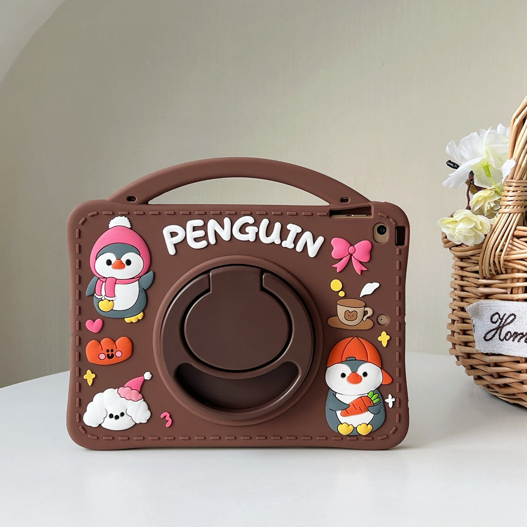 Rotatable Stand Kids Cartoon Penguin Tablet Case for Samsung Galaxy Tab A8 S6 A7 Lite T220 T225 T290 X200 T290 P610 P619 Cover