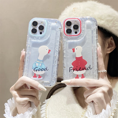 New fashion shockproof armor transparent clear phone case Cute duck phone case for iphone 14 pro max