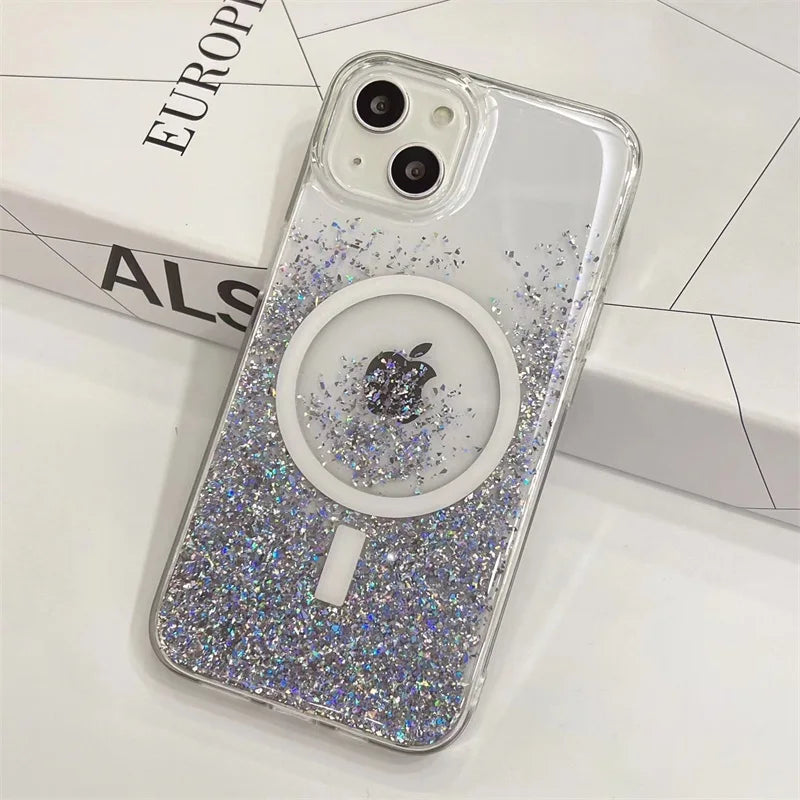 Tpu pc wireless charging clear phone case  back cover shockproof magnetic phone case for iPhone 14 13