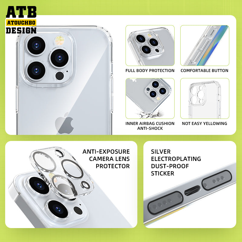Atouchbo 6 In 1 Full Body Protect Set For Iphone 13 14 Pro Max Phone Case With Screen Protector Lens Protector Anti Shock Suit