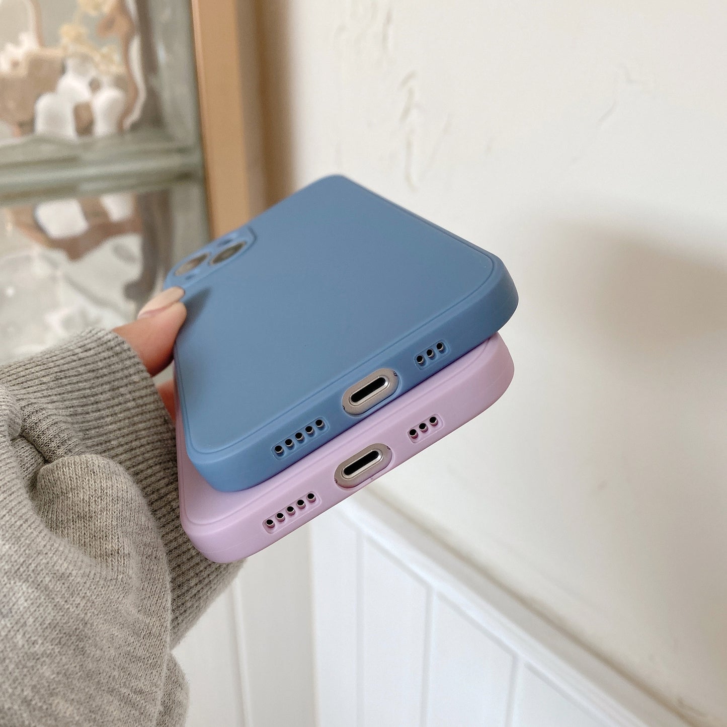 2023 Fashion Style Tpu Phone Case Beauty Pure Solid Color Mobile Phone Case Frosted Straight Edge Phone Case For Iphone