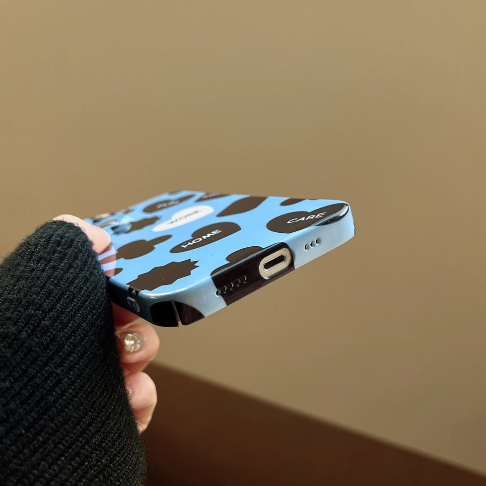 Latest Style Black Heart Stickers Blue Color Mobile Cell Phone Case Covers For Iphone 11 Xs Xr Xs Max 12 13 14
