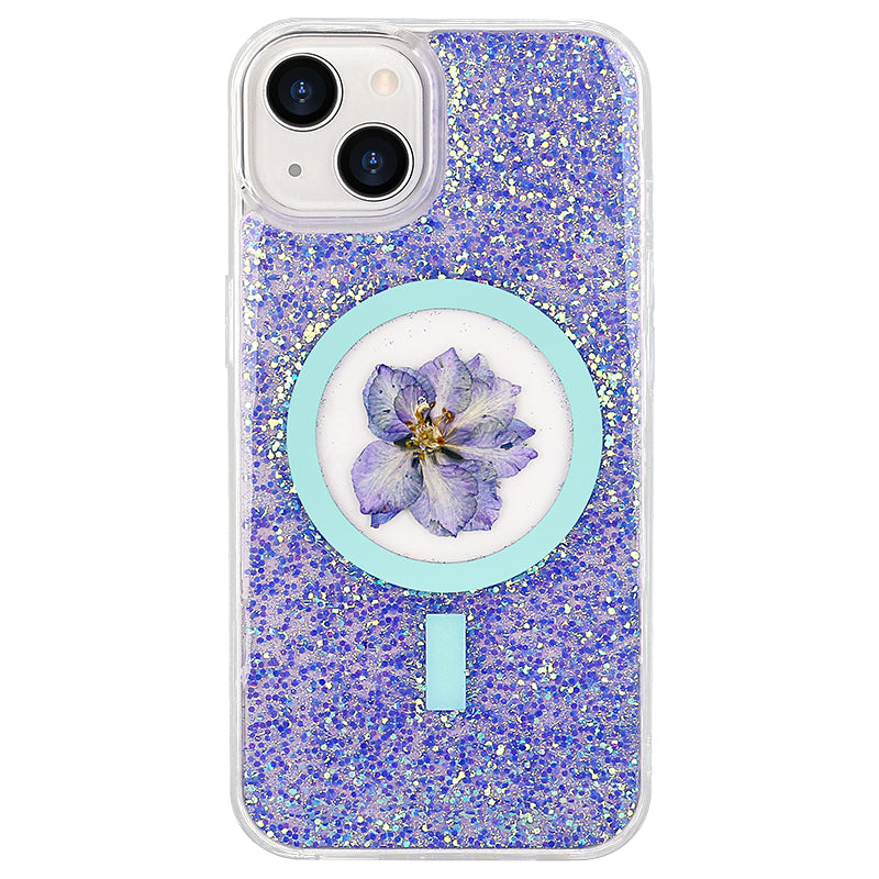 Factory Direct Sale Girl Glitter Powder Clear Epoxy Magnetic Phone Case for iPhone 14 13 12 Pro Max