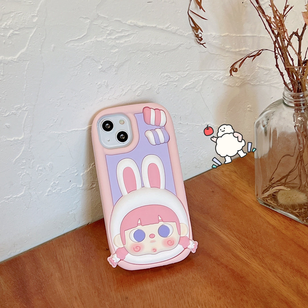 Candy Bunny Girl Tpu Silicone Phone Case With Cartoon Style For Iphone 11 12 13 14 Plus Pro Max