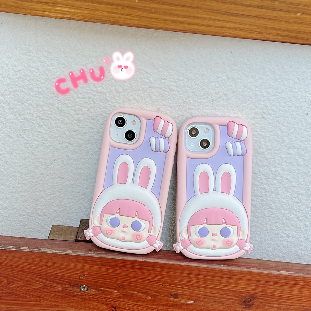 Candy Bunny Girl Tpu Silicone Phone Case With Cartoon Style For Iphone 11 12 13 14 Plus Pro Max