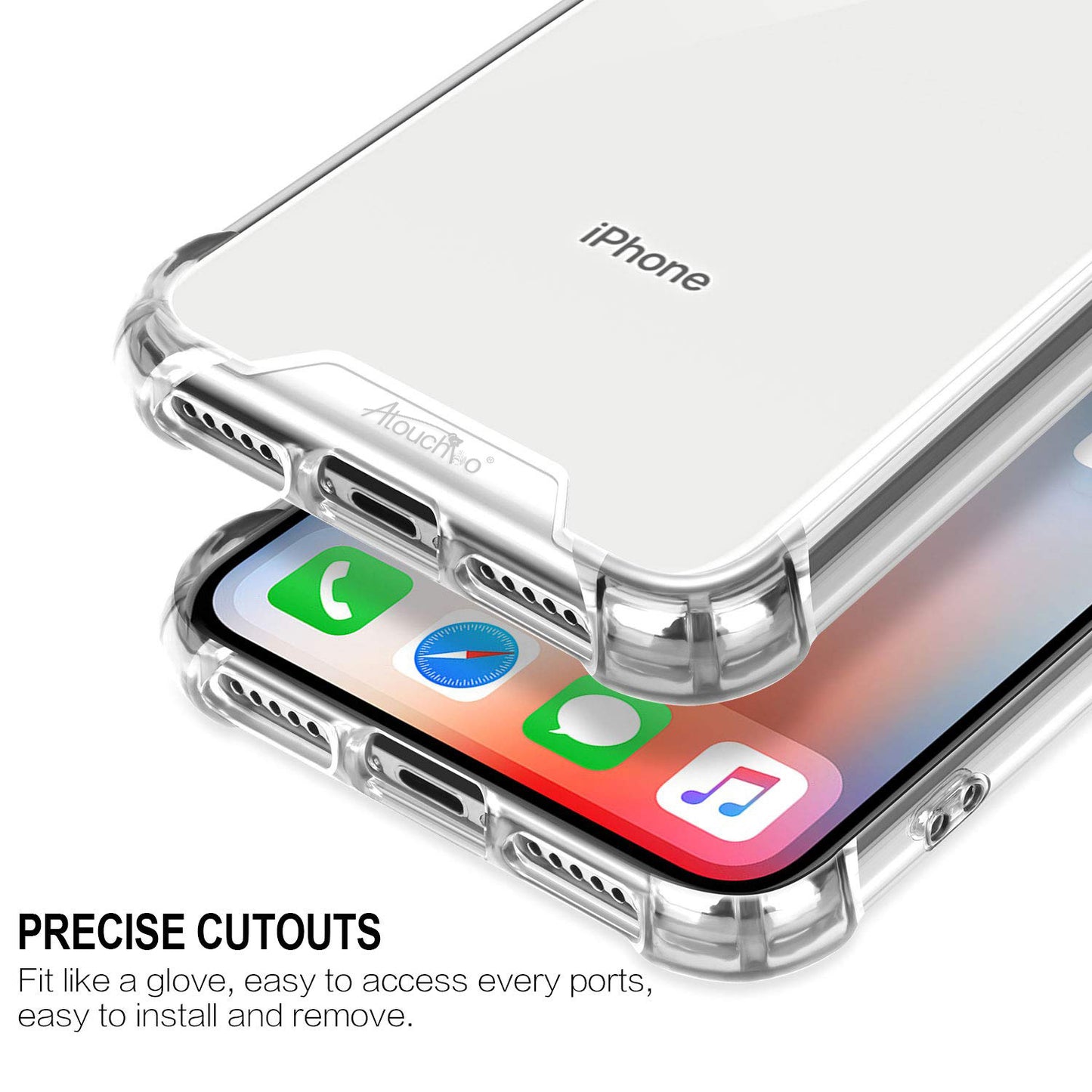 Crystal Clear Reinforced Corners TPU Bumper and Transparent Hybrid Rugged Anti-Scratch Hard Panel Cover Case for iPhone Xs Max