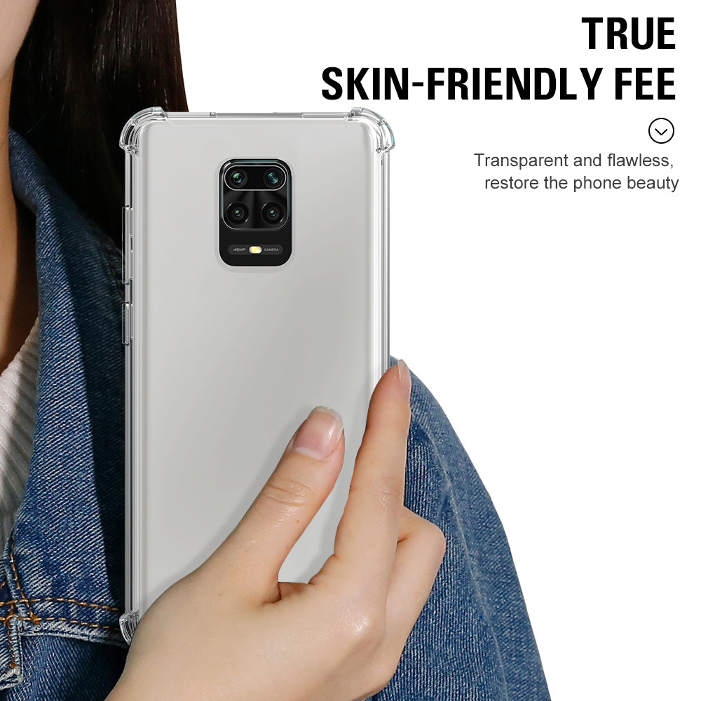 Atouchbo Transparent Clear Shockproof TPU PC Smartphone Back Cover Case for Redmi Note 9 Pro
