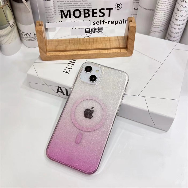 High Quality Gradient Color Glitter Case For iphone 14 plus Clear Cover For iphone 14 pro max Transparent Phone Case