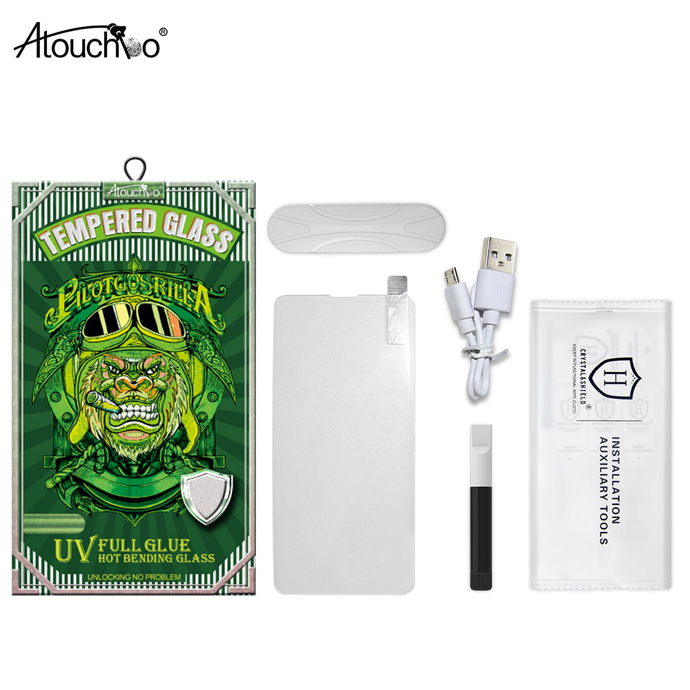 Atouchbo UV Glue Tempered Glass for Samsung S8 S9 S10 S20 Screen Protector for Samsung Galaxy Note 10 Plus 8 9 S20 UV Glass Protector