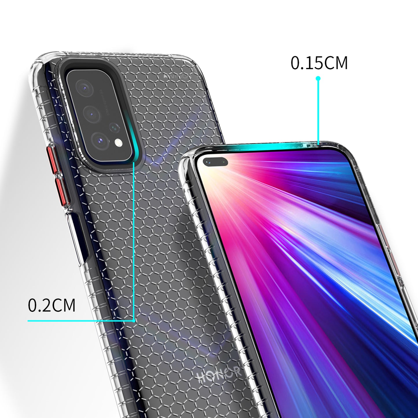 Atouchbo TPU Honeycomb Phone Case Back Cover for Honor V30