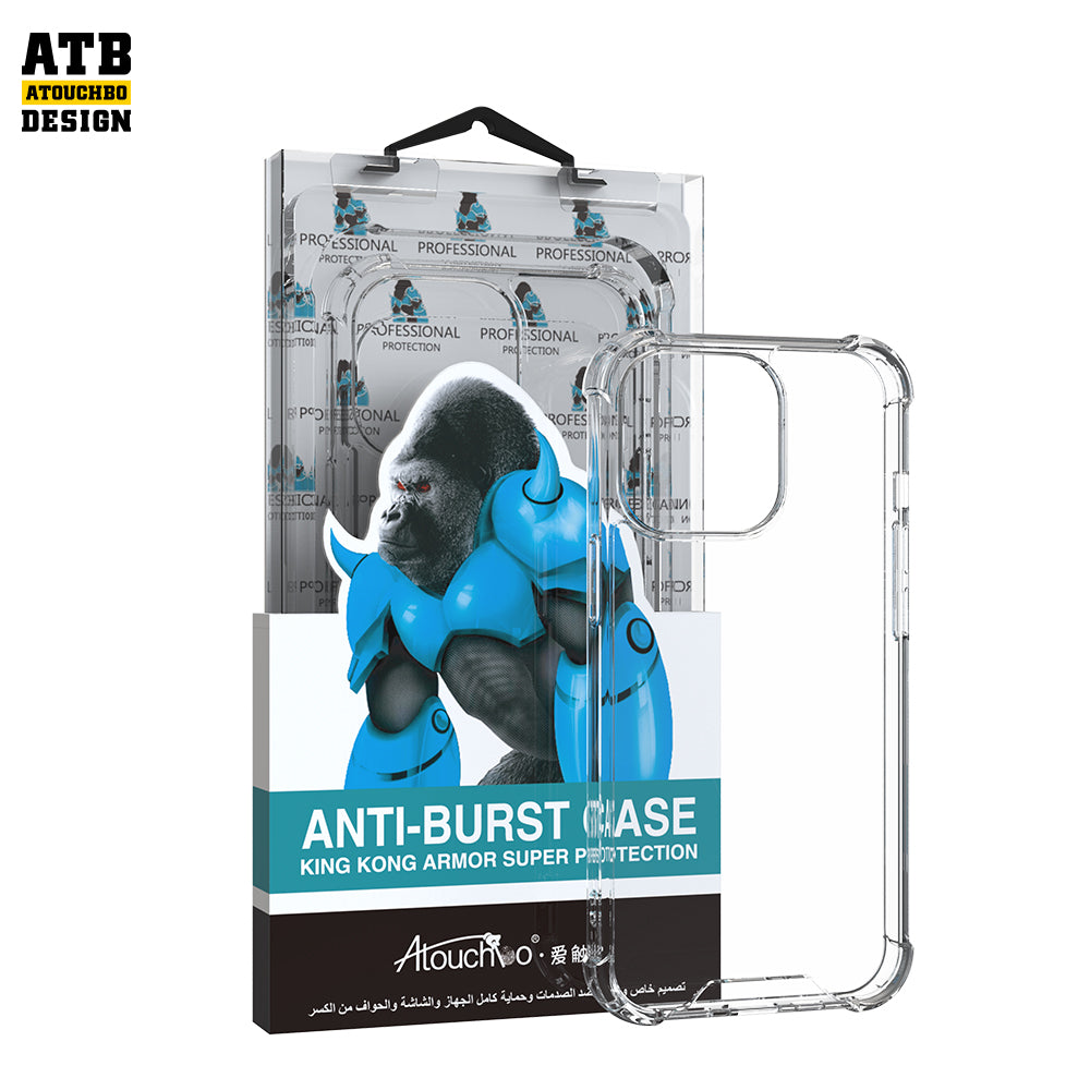 Atouchbo Original Anti Burst Transparent Shockproof Mobile Phone Hybrid TPU PC Back Cover Space Case for iPhone 13/13 Pro Max