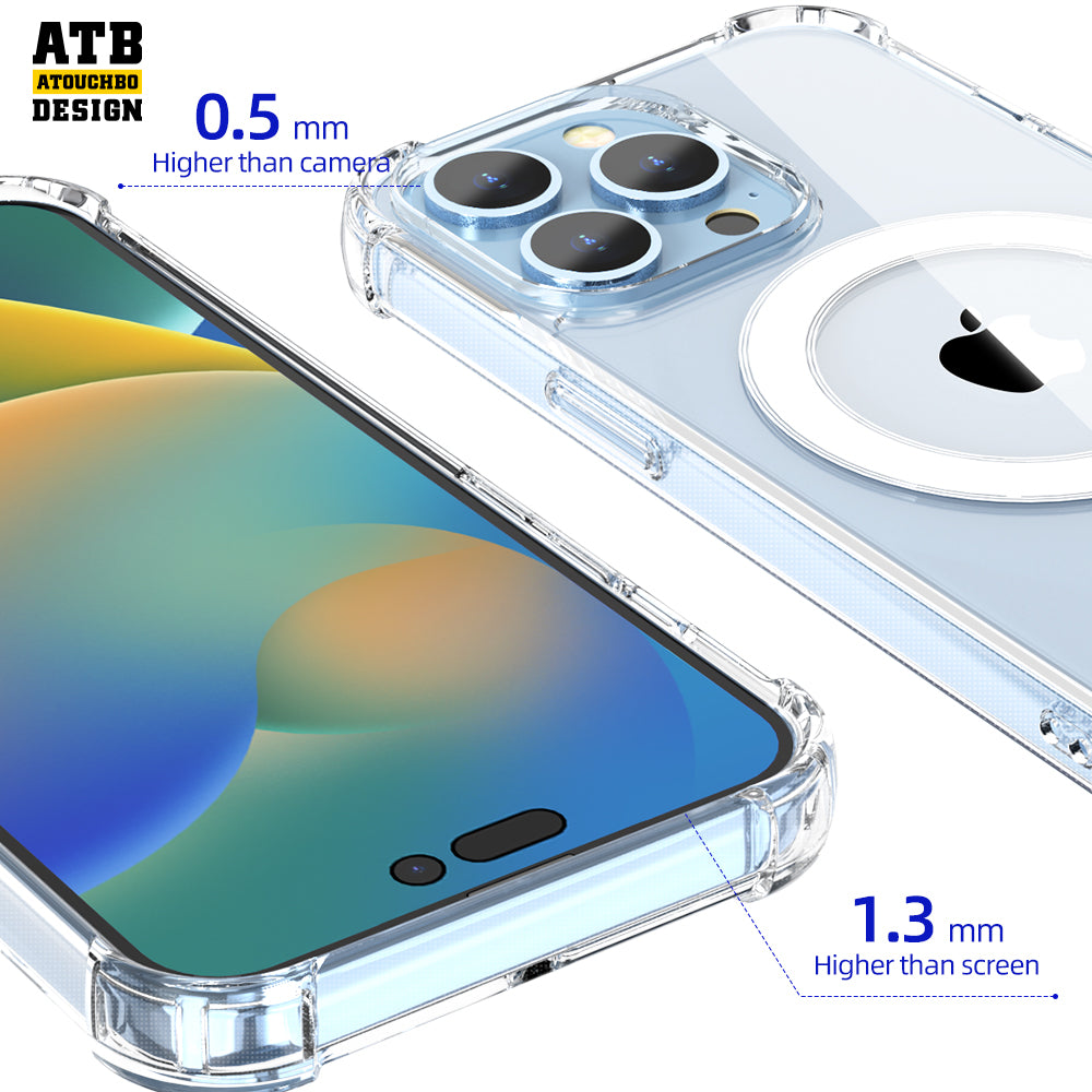 Atouchbo Gorilla Transparent Armor Mag Safe Phone Case 14 1.5mm Tpu PC Cover For Iphone 13 Xs Max Xr 11 12 14 Pro Max Cases