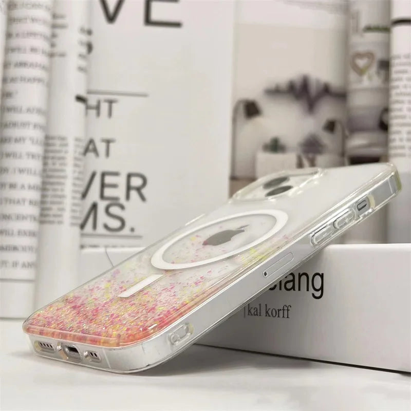 Tpu pc wireless charging clear phone case  back cover shockproof magnetic phone case for iPhone 14 13