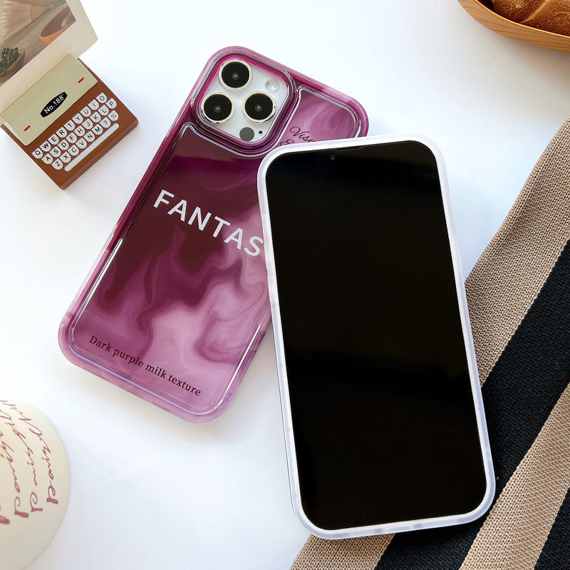 Anti Fall Glossy Imd Print Pink Marble Phone Cases For Iphone 11 Soft Tpu+pc Back Cover For Iphone 14 Series