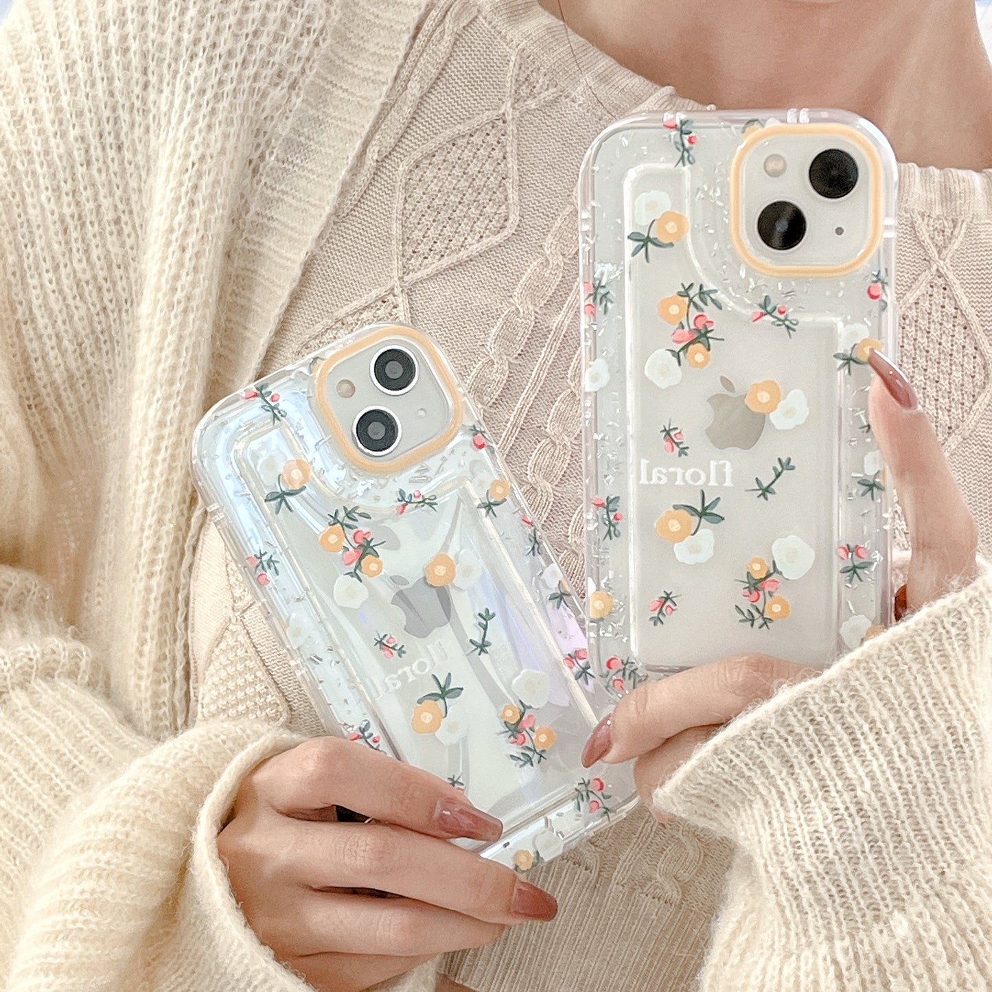 Ready To Ship Epoxy Frame Yellow Floral Clear Soft TPU Cover Phone Case For Iphone 12 Pro Max 13 Pro Max 14 Pro