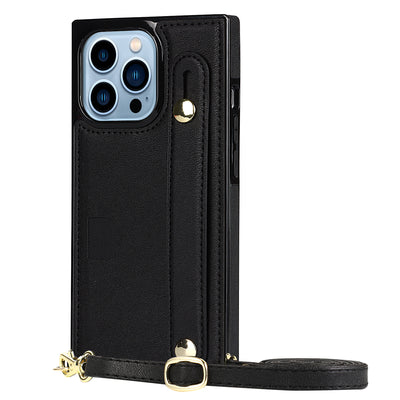 2023 New High quality wallet leather cross body phone case for iphone 14 plus 13 pro max necklace phone cover for girls