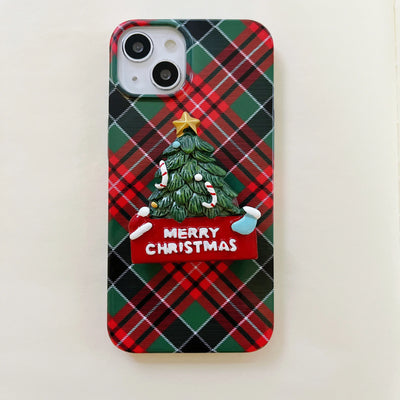 Hot selling vintage phone case cute Silicone shockproof Phone Case for iPhone 14 with Christmas stand