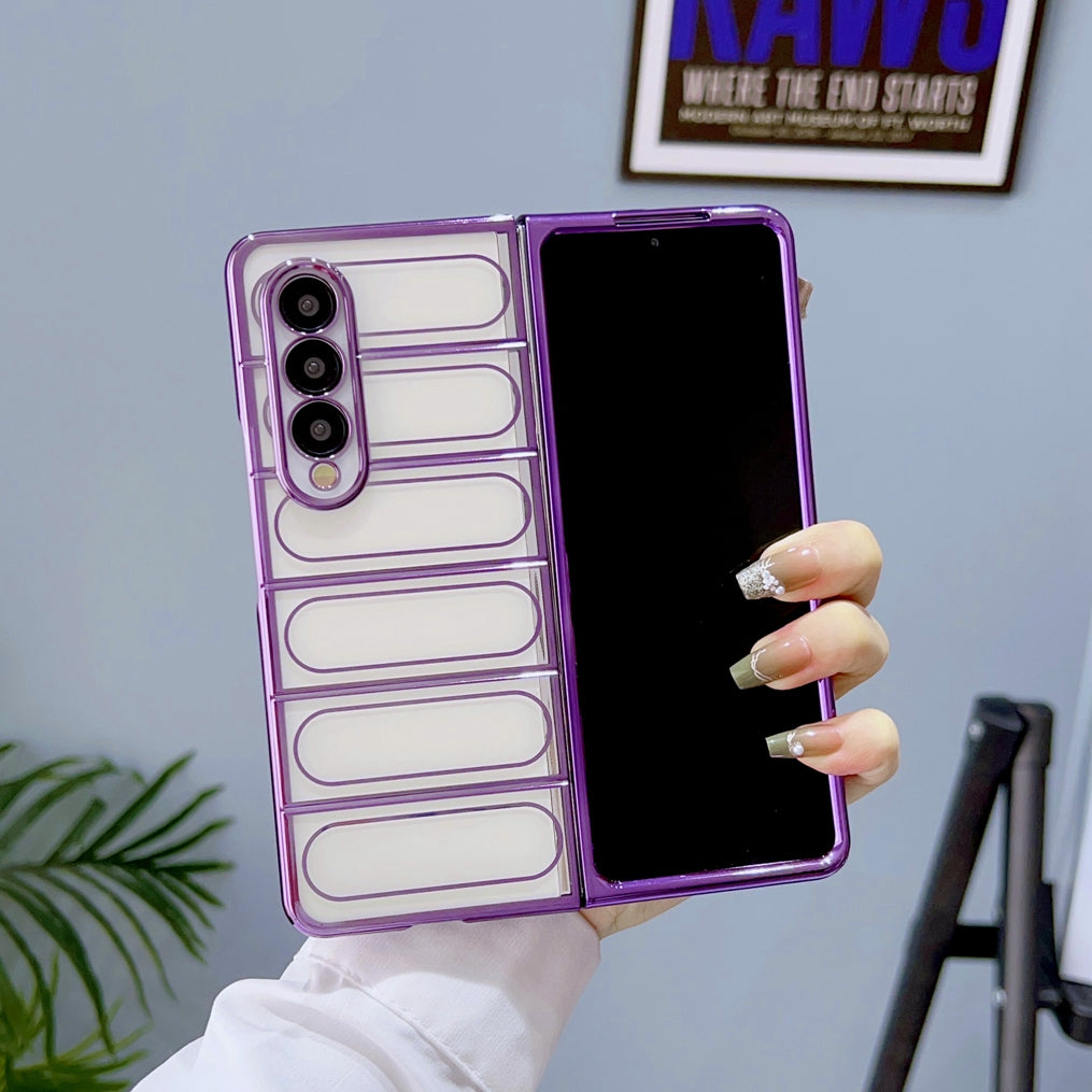 Luxury Soft Electroplated Phone Case for Samsung Z flip4 z flip3 fold w23 Z fold w22 Hollow Out Silicone Cases Cover