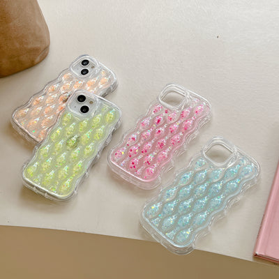 Ins Hot Luxury iPhone Cases TPU Drop Glue Anti-shock Curly Wave Case for iPhone 11 12 13 14 pro max