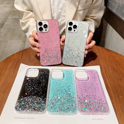 Hot Fashion Bling Starry Sky Phone Protection Pink White Colors TPU Phone Case for iPhone Samsung Xiaomi