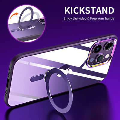 Popular transparent wireless magnetic ring charging phone case tpu pc magnetic phone case for iphone 14 max