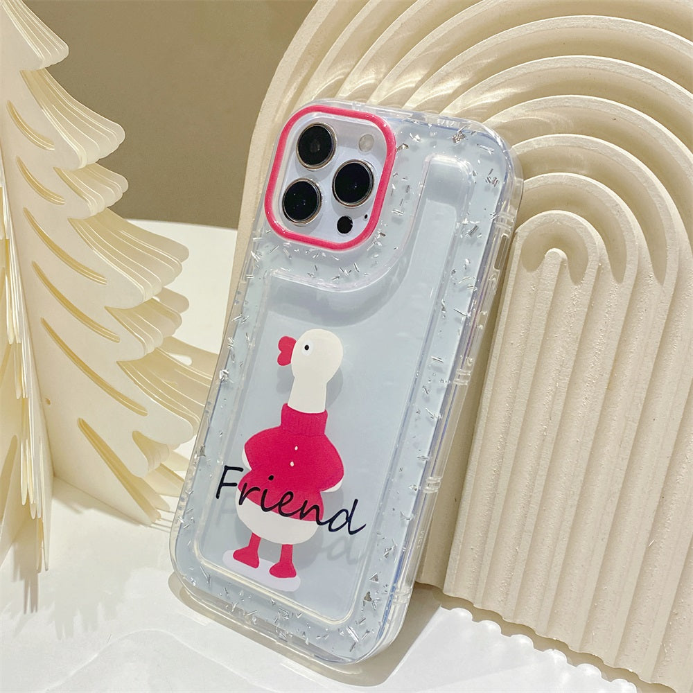 New fashion shockproof armor transparent clear phone case Cute duck phone case for iphone 14 pro max