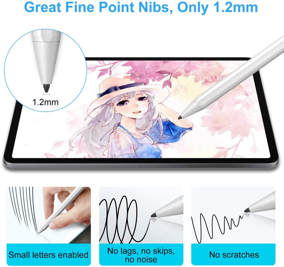 Magnetic Palm Rejection Active Stylus Pen for Apple iPad 7th 6th Gen / Pro 3rd / Mini 5th Gen / Air 3rd Gen