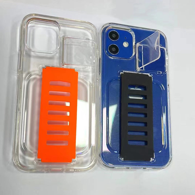 guard series anti-slip rugged case silicone strap stand 2-in-1 transparent phone case for iphone 11 pro