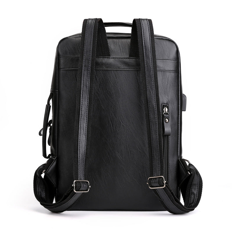 Laptop Backpack Bag Computer Office Business PU Leather Waterproof 15.6 Inch Bag for Men Fashion