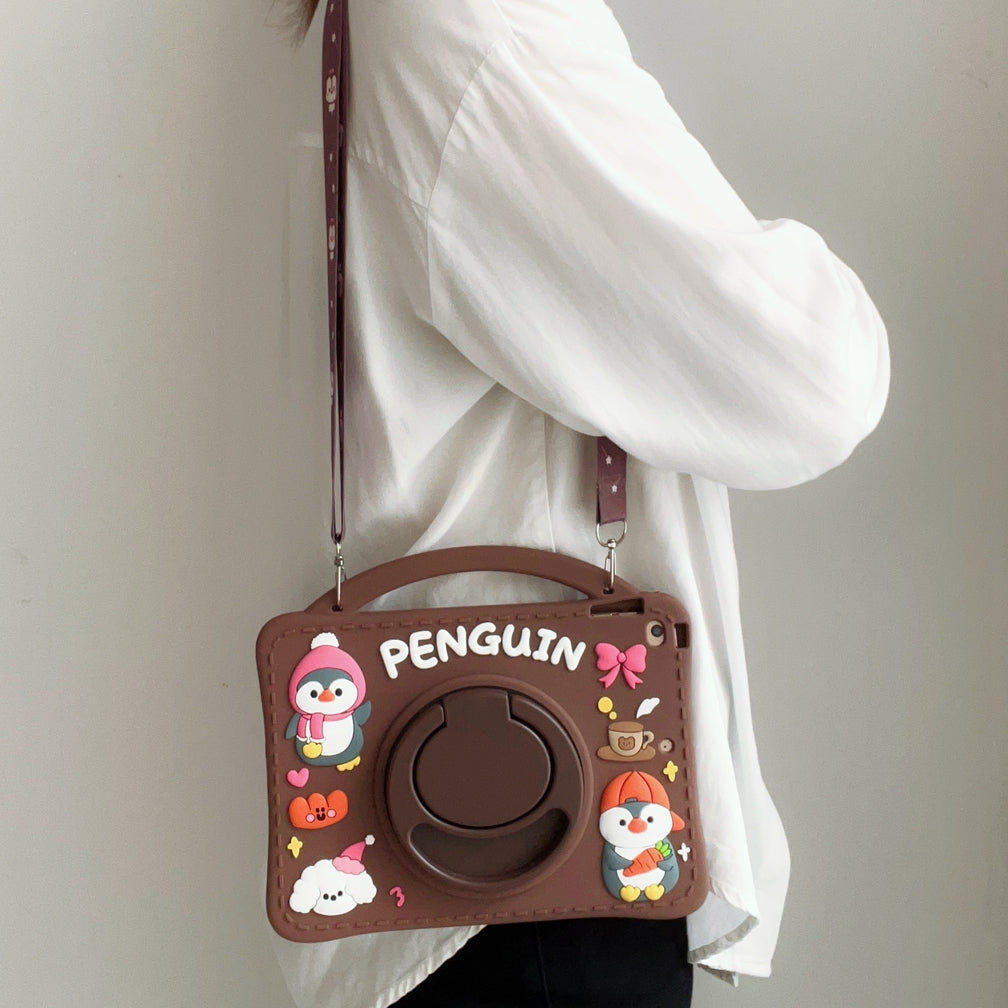 Rotatable Stand Kids Cartoon Penguin Tablet Case for Samsung Galaxy Tab A8 S6 A7 Lite T220 T225 T290 X200 T290 P610 P619 Cover