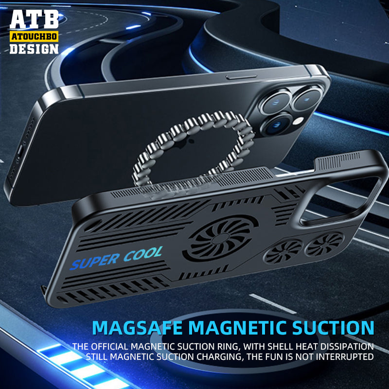 Atouchbo game magnetic wireless charging back cover cooling phone case for iphone 11 12 13 14 pro max