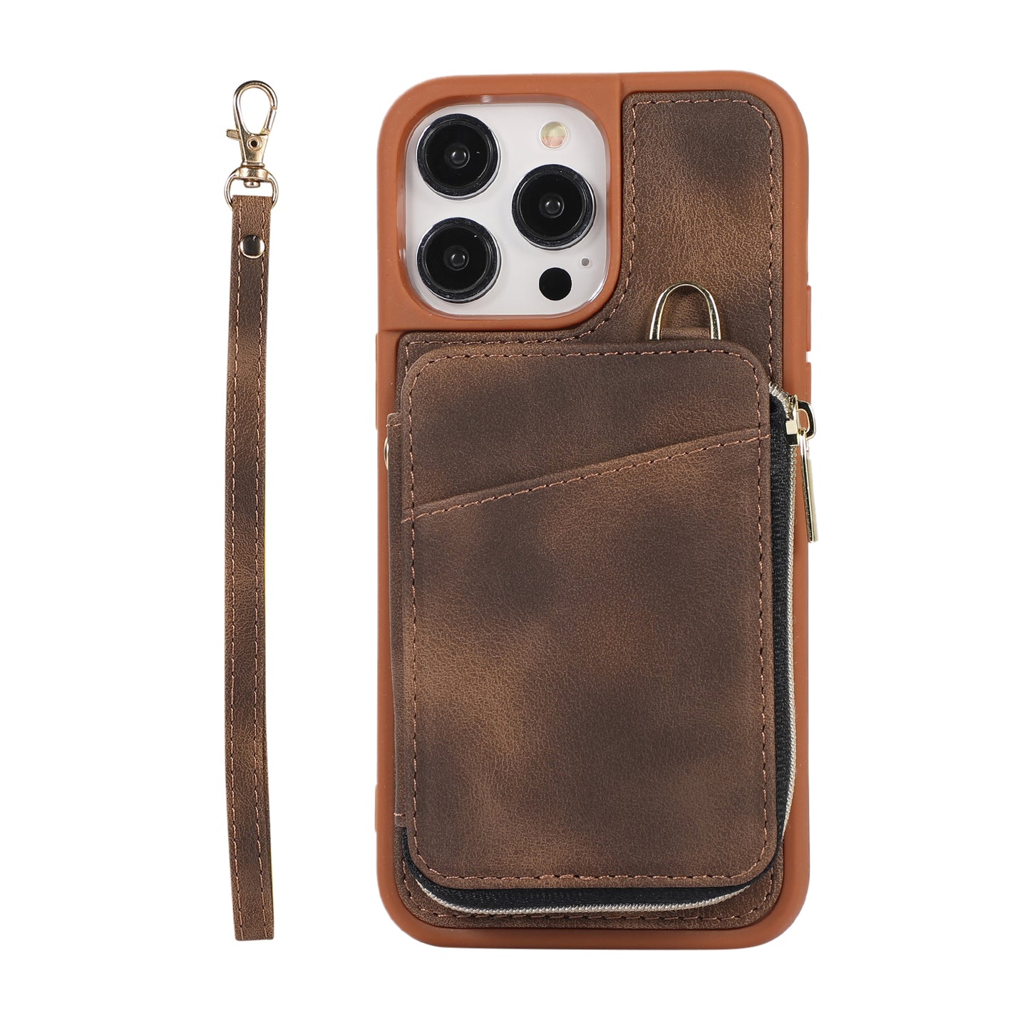 2023 New wholesale Half-zip card holder solid color for phone 12 13 14 anti-shock case for iphone