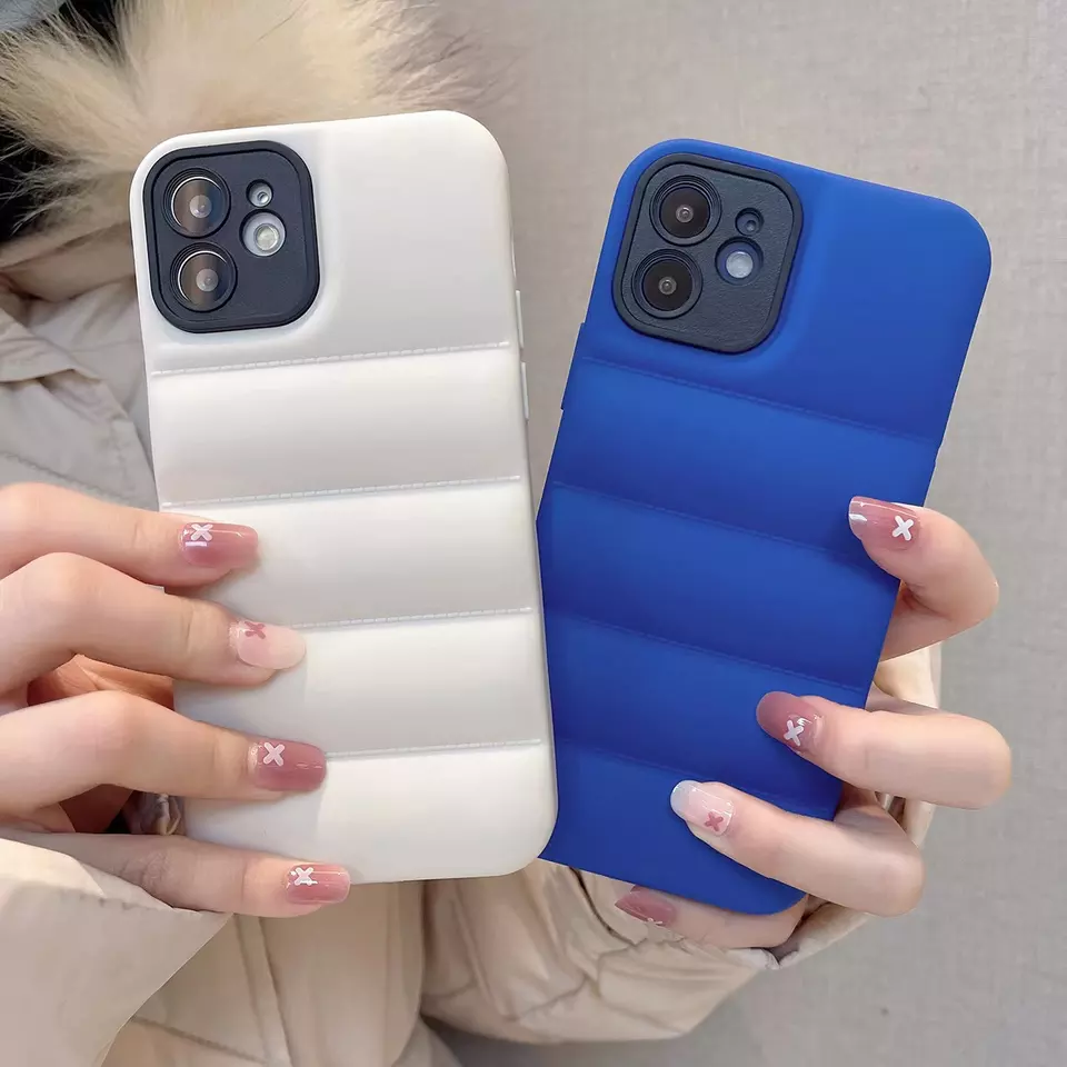 New Arrivals Fashion Puffer Case Klein Blue Soft Touch Jacket Phone Case Cover for iPhone 14 13 12 11 Pro Max X XR XS