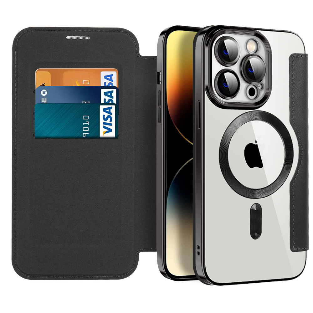 Luxury Magnetic Electroplated Leather Wireless Charging Mobile Phone Case & Bag Pouch For iPhone 14 13 Pro Max Phone Cover Cover