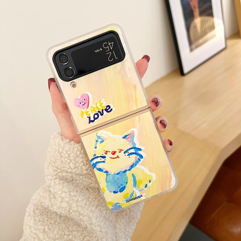 ins cute all-around protection phone case for samsung ZFLIP 3 ZFLIP 4 anti-fall tpu pc phone cover