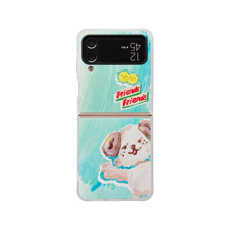 ins cute all-around protection phone case for samsung ZFLIP 3 ZFLIP 4 anti-fall tpu pc phone cover