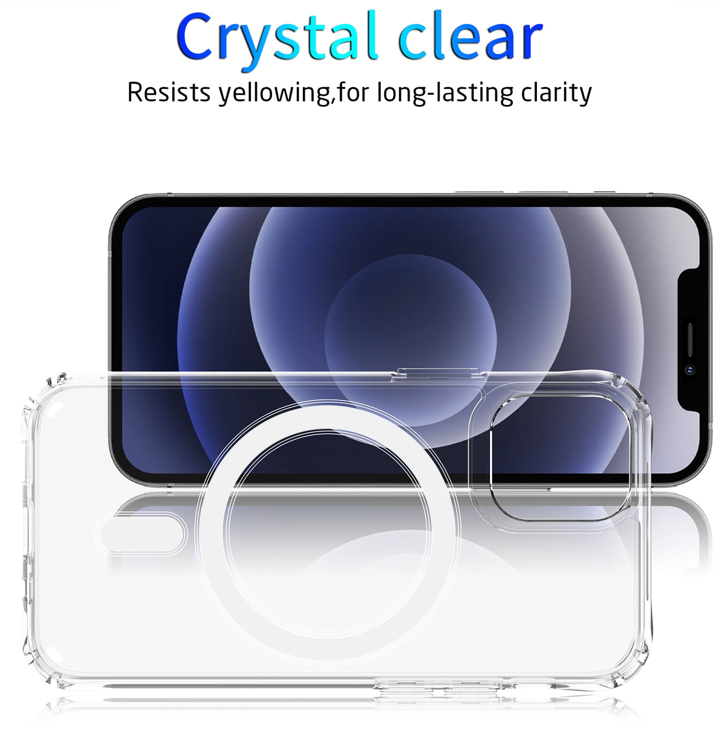 New magnetic transparent mobile phone Cover case Wireless Charging Clear Shockproof Phone Case for iPhone 14