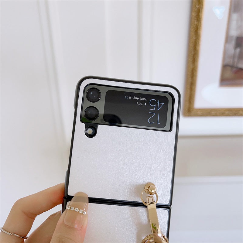 Elegant Belt Chain Handbag Golden Circle Little Bear Design Tpu Protective Shockproof Hard Case For Samsung Galaxy Z Flip3 4