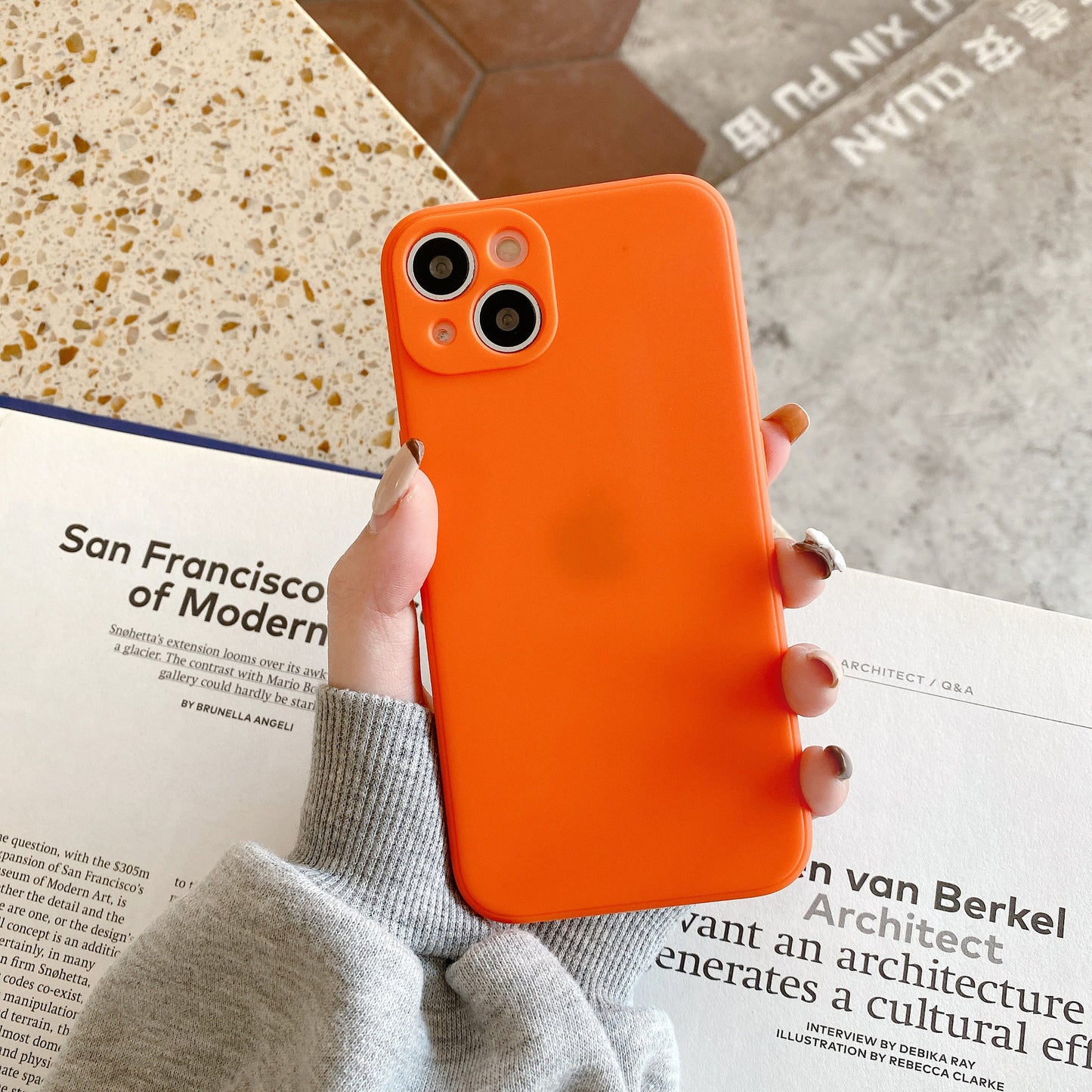 2023 Fashion Style Tpu Phone Case Beauty Pure Solid Color Mobile Phone Case Frosted Straight Edge Phone Case For Iphone