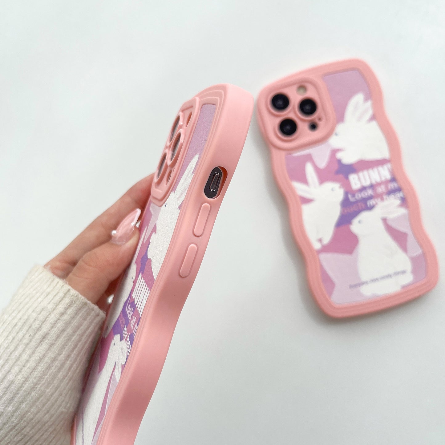 New Design Plush Rabbit Girls Protective Mobile Cell Phone Back Cover Case For iphone 11 12 13 14 Pro Max