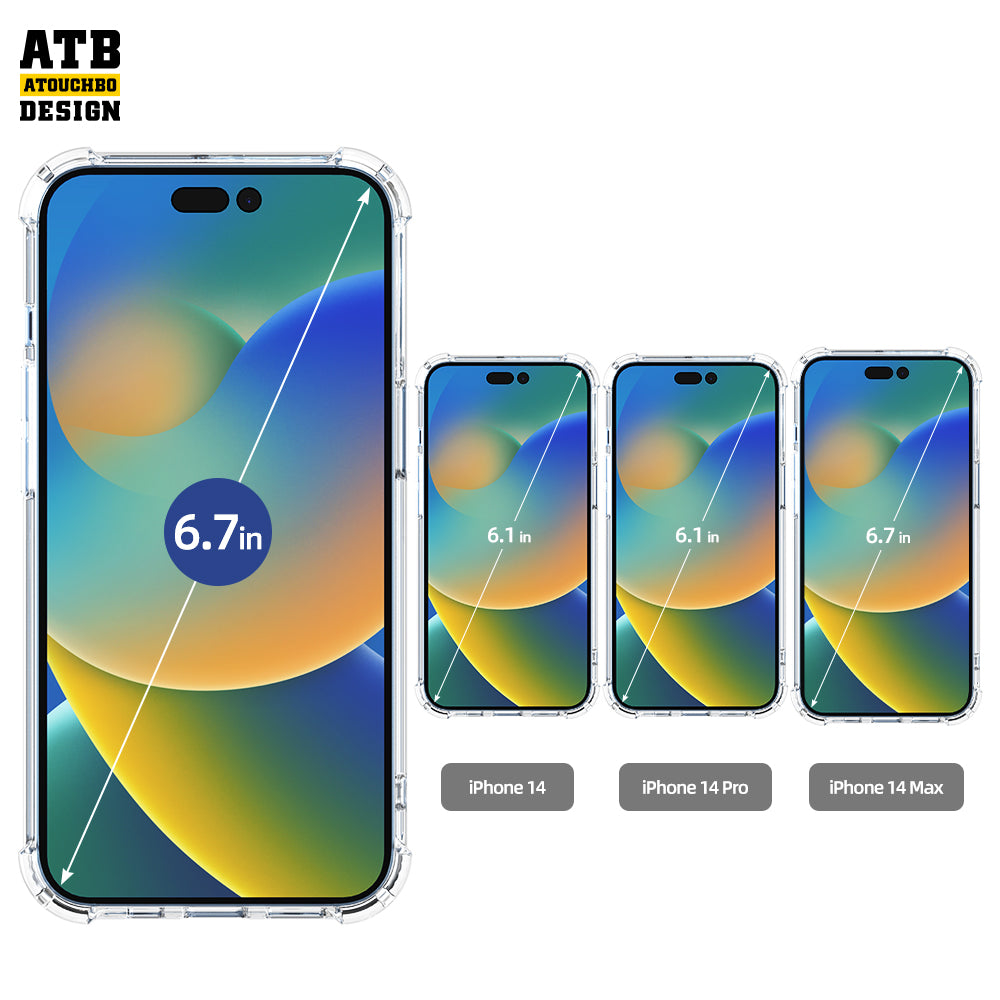 Atouchbo wholesale tpu anti-shock designer transparent clear cover cell phone case for iphone 11 12 13 14 pro max