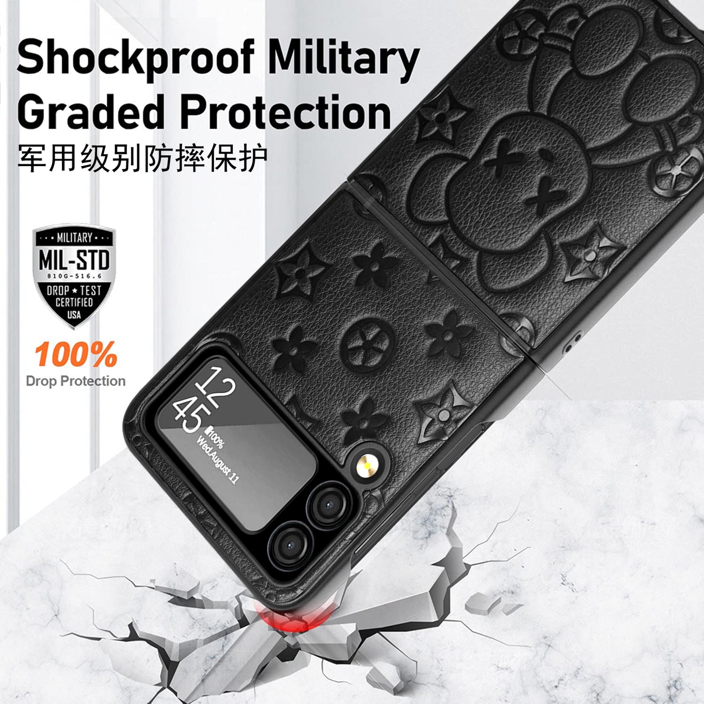 High Quality Leather Full Protective Case For SAM Flip 4 Waterproof Colorful Cover For Samsung Flip 4 Shockproof Case