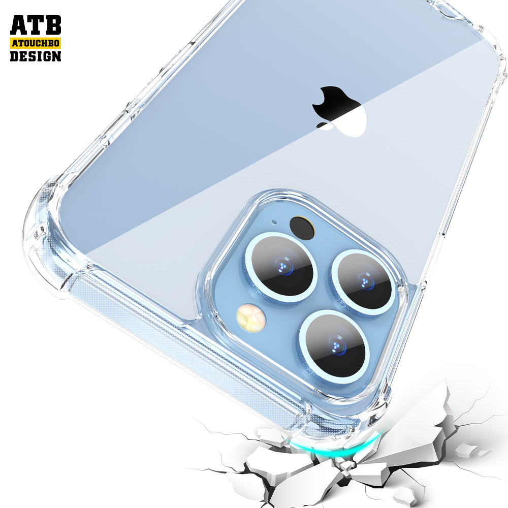 Atouchbo Original Anti Burst Transparent Shockproof Mobile Phone Hybrid TPU PC Back Cover Space Case for iPhone 13/13 Pro Max