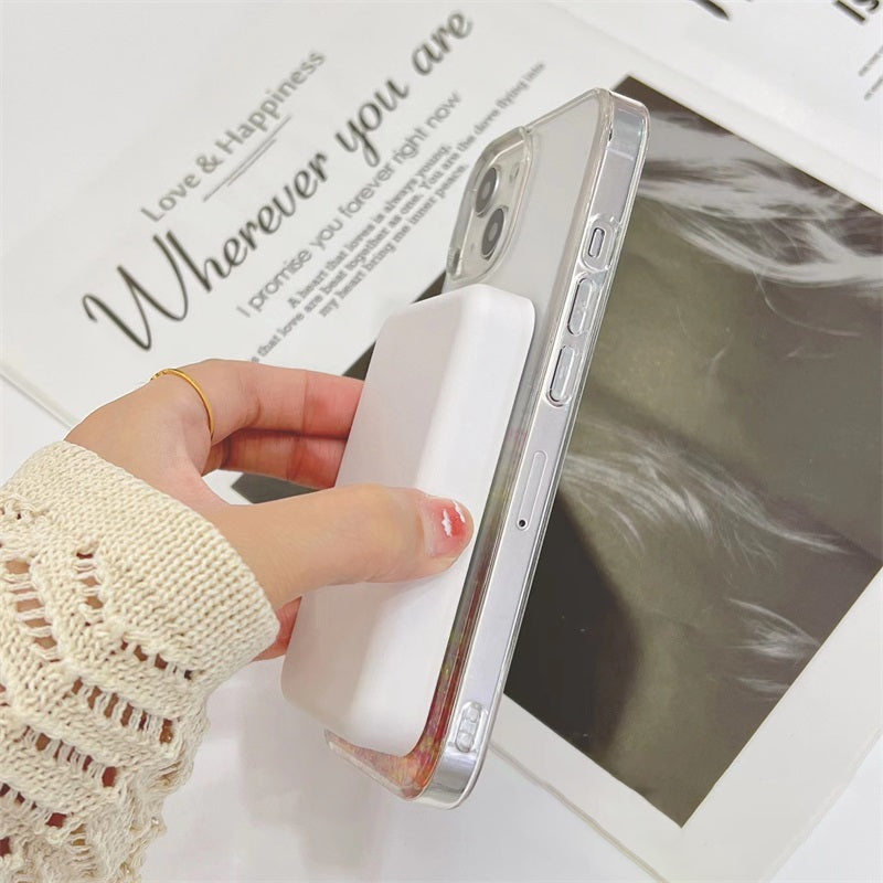 INS fashion Shiny Magnetic Wireless Charging Phone Case Transparent Soft phone case for iphone 14