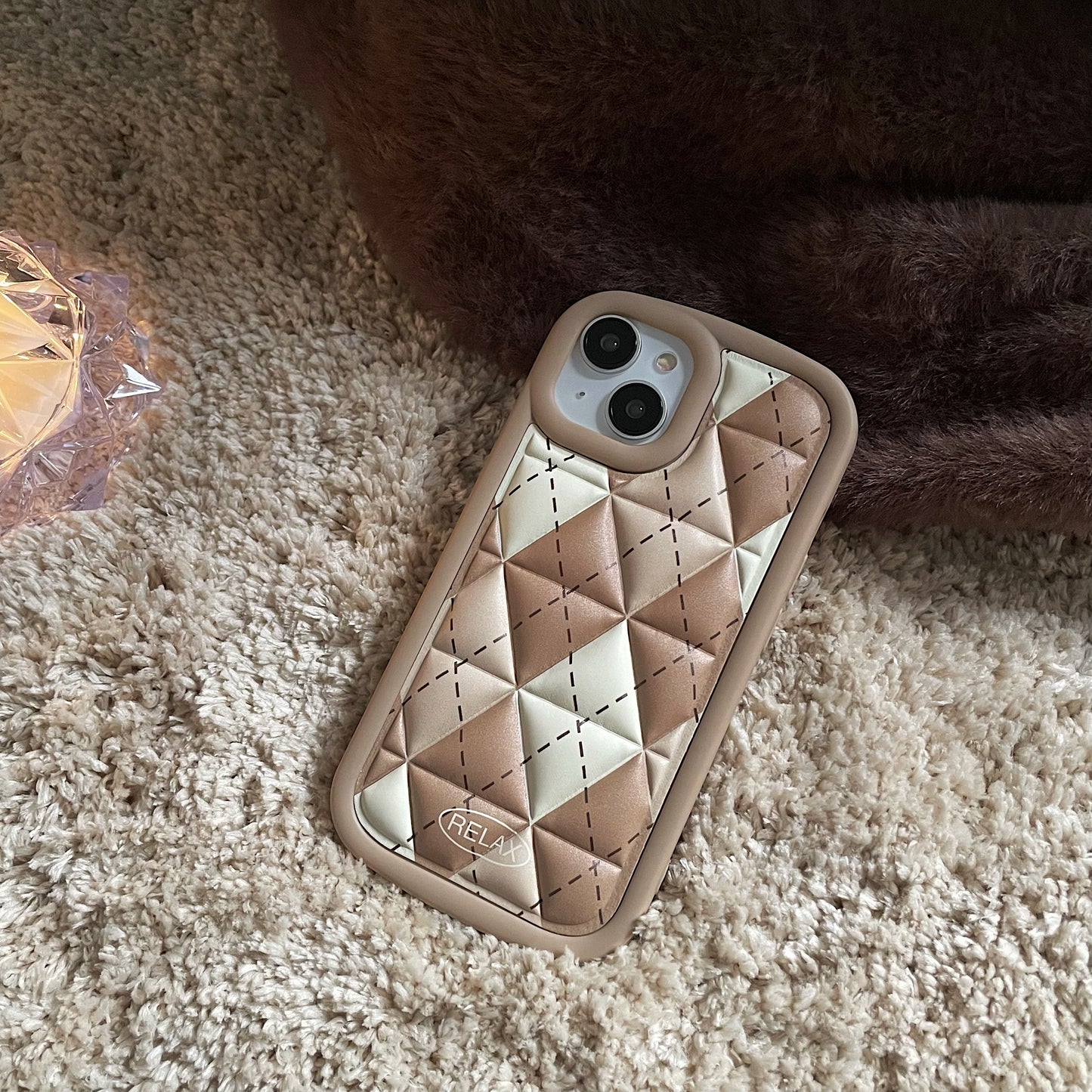 Rhombus Mobile Cover Triangle Check Puffer Jacket Phone Case For Tpu Iphone 11 12 13 14 Pro Max