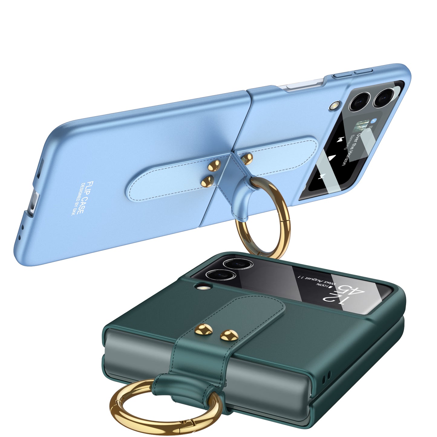 For Galaxy Z Flip 3 Phone Case Suitable for Zflip3 Shell Membrane Integrated Protective Sleeve with Ring Shockproof