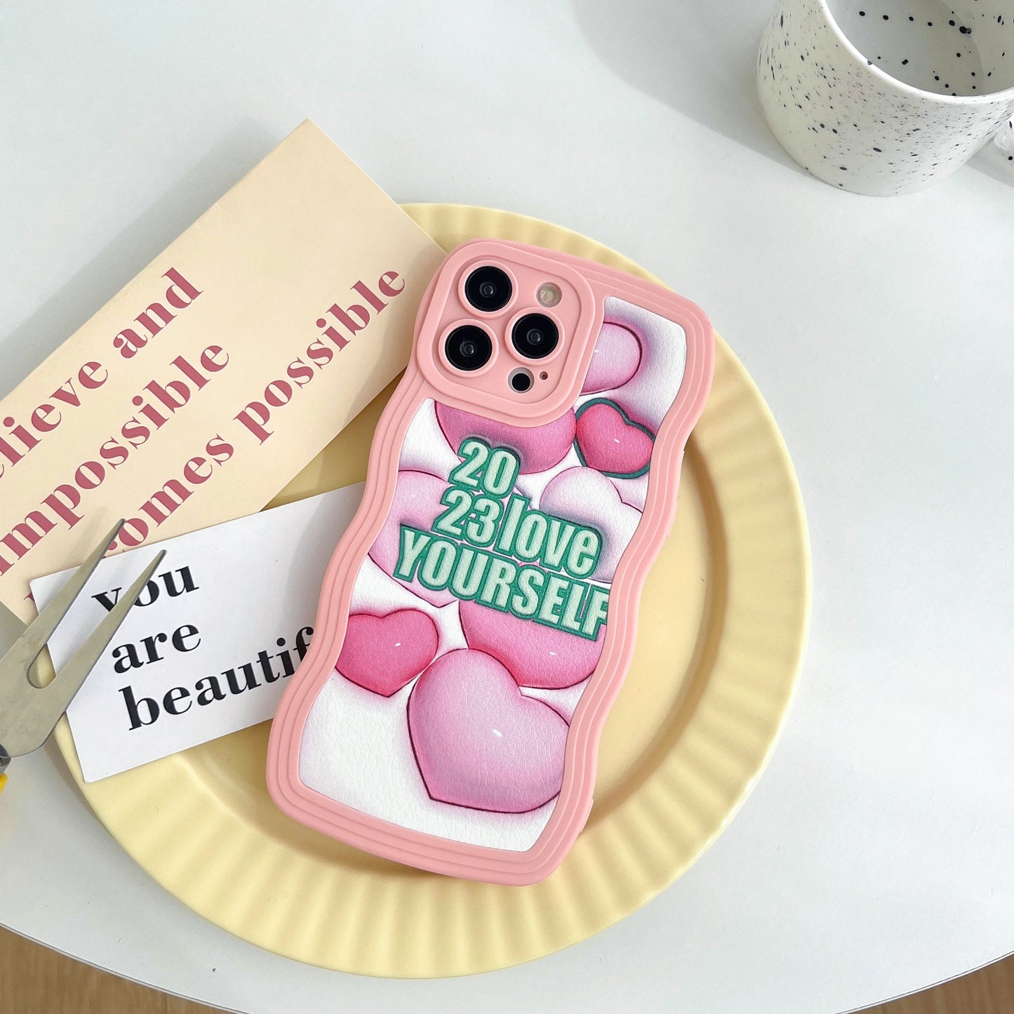 Ins Style Wave Pattern Plane 3d Love Heart Phone Cover For Iphone 7 X Xp Xs 11 12 13 14 Plus Pro Max Case
